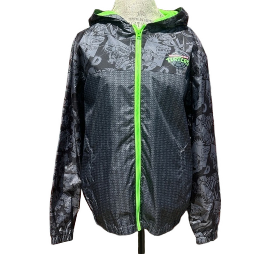 Nickelodeon TMNT Black Raincoat with Neon Green Accents   HG
